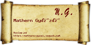 Mathern Győző névjegykártya